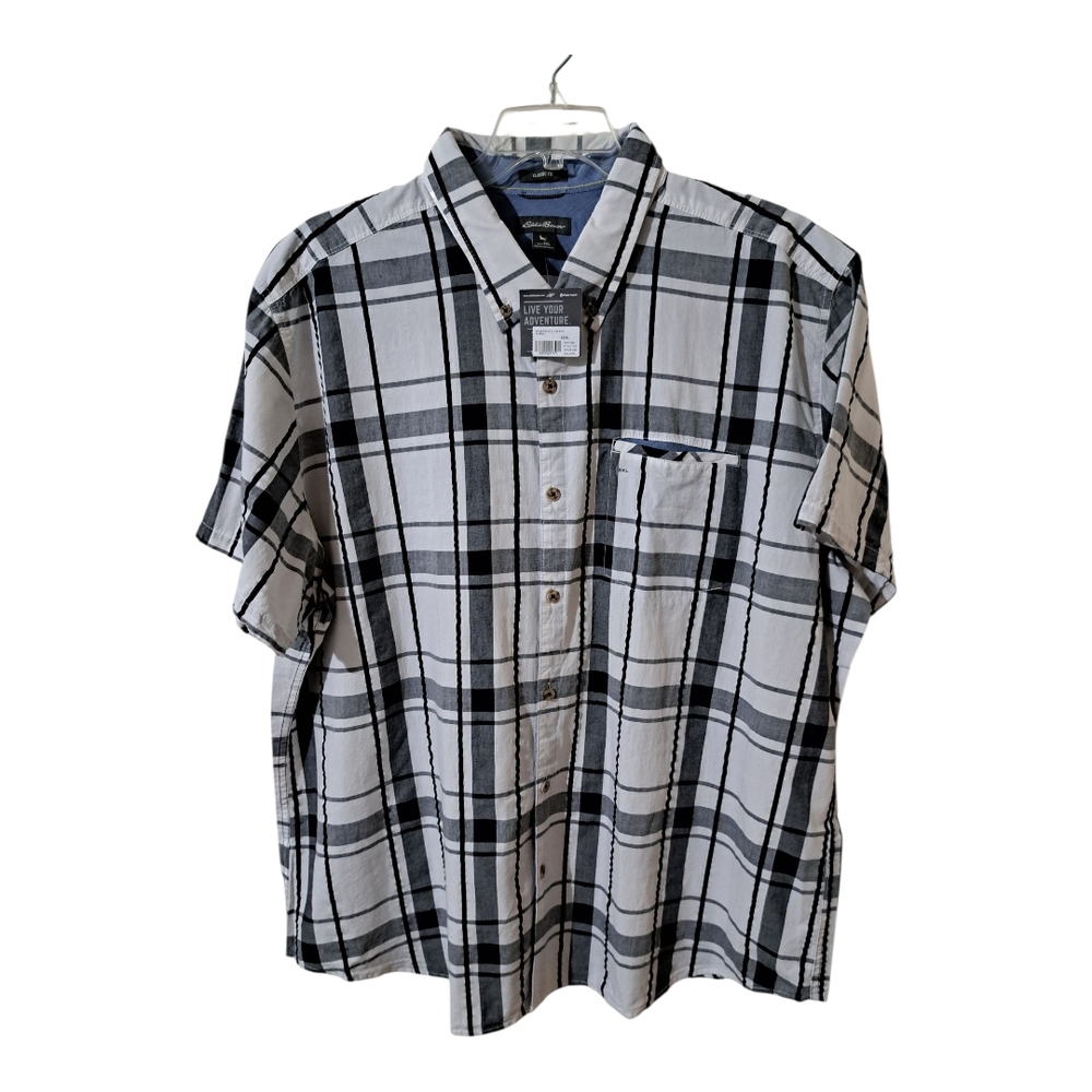 Eddie Bauer Black and White Casual Button Down Shirt